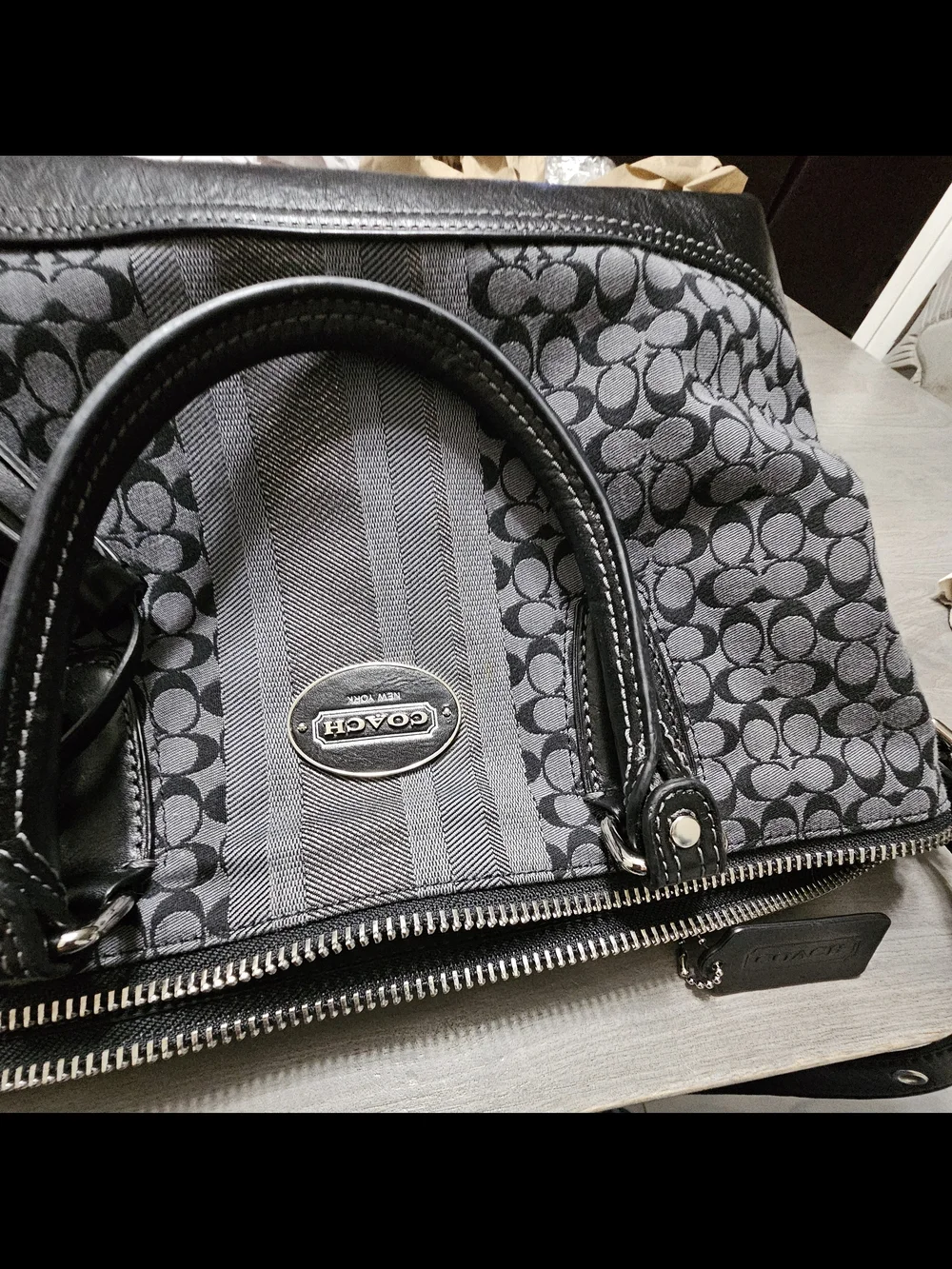 Coach Signature Legacy Stripe Molly Satchel with Tassel - Picture 9 of 14